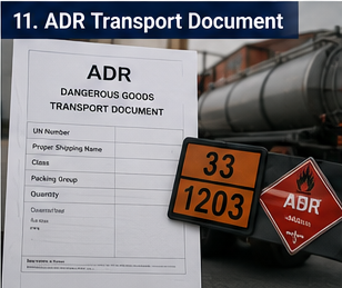 Транспортний документ ADR для небезпечних вантажів, що використовується для перевезення небезпечних матеріалів у Європі