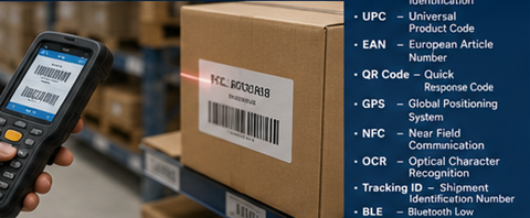 Працівник складу сканує RFID-мітки та штрихкодові етикетки під час управління запасами