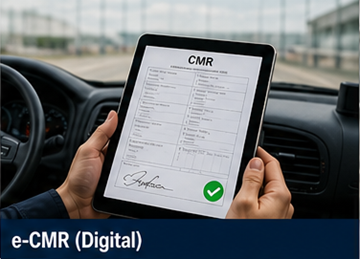 Водій використовує планшет для підписання цифрового документа CMR eCMR у логістичній системі