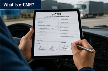 Цифровий документ CMR на екрані планшета, яким користується водій у логістичному середовищі