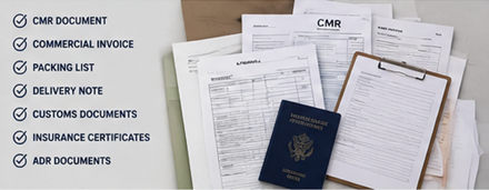 Документи для вантажних перевезень, зокрема CMR, рахунок-фактура, відвантажувальні документи та логістичні папери