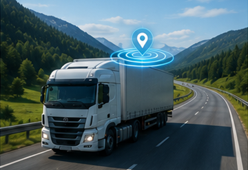 Вантажівка з GPS-системою відстеження їде європейською автомагістраллю під час логістичної операції
