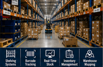 Великий фулфілмент-центр зберігає e-commerce запаси на складських стелажах