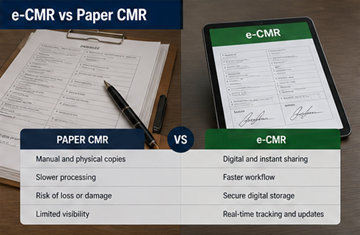 Порівняння паперового документа CMR і цифрового e-CMR на планшеті — приклад трансформації сучасної логістики