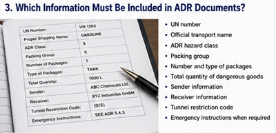 Обов’язкові поля інформації в ADR-документах на перевезення небезпечних вантажів